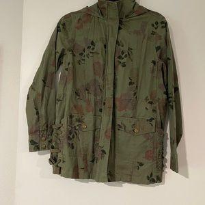 Green Floral Utility Jacket Small